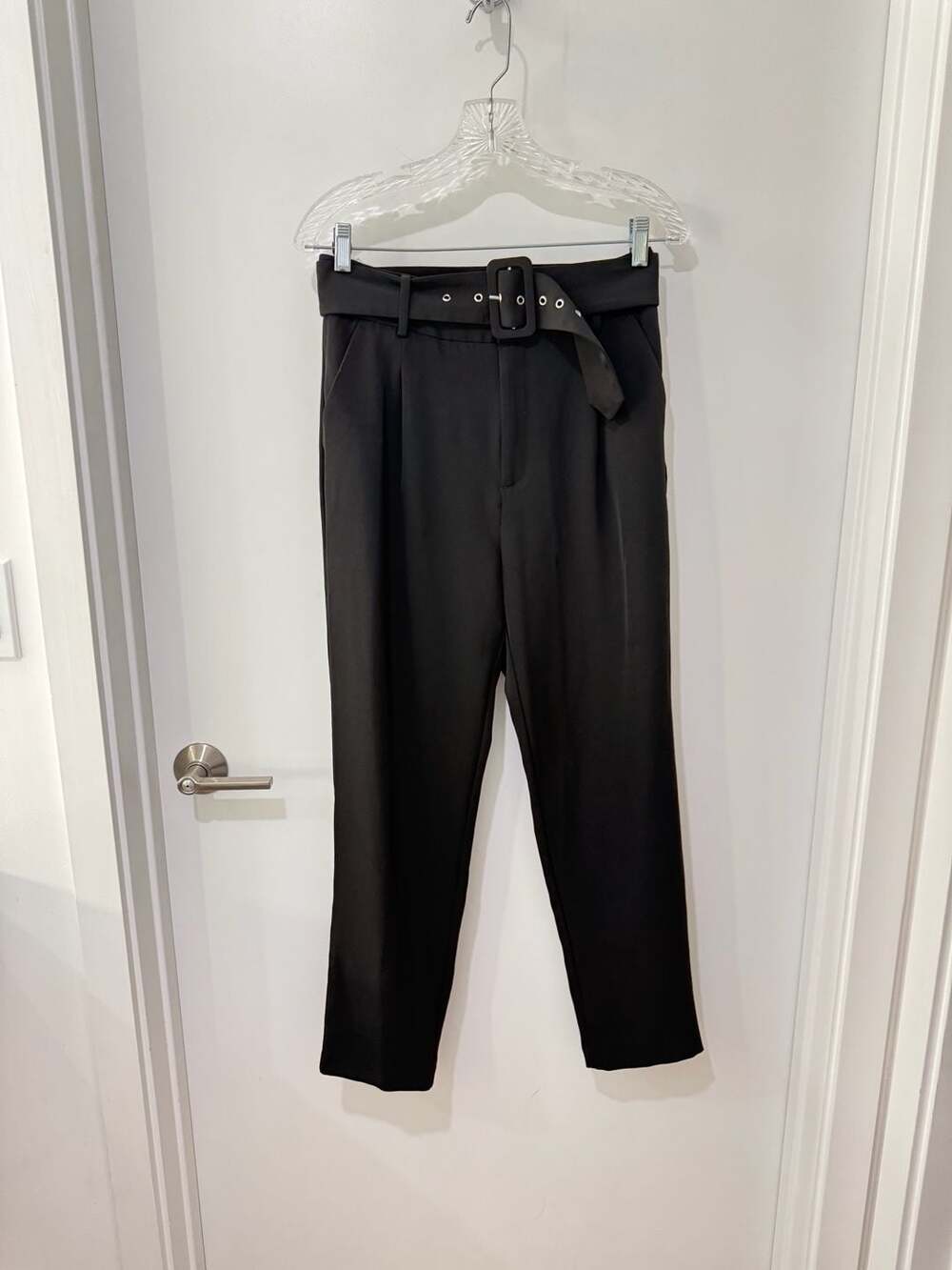 Jason Wu Women's Black High-Waist Tapered Belted Dress Trousers Size 6
